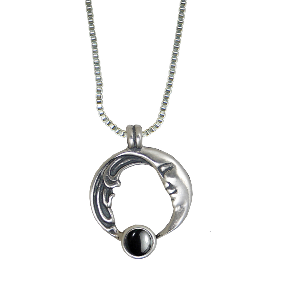 Sterling Silver Moon And Tides Pendant With Hematite